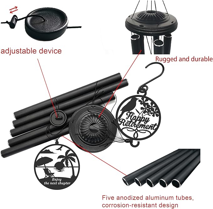 37'' Retirement Gifts Wind Chimes for Woman Men,Happy Retirement Gifts for Coworker Colleague Boss Teachers Nurses Friends,Retirement Decorations