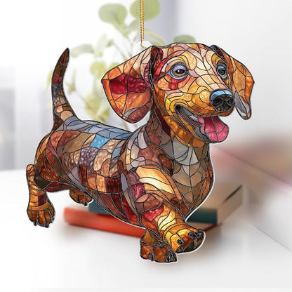 Acrylic Dog Christmas Ornament 2025 – Dachshund Gift for Lovers, Pet Memorial Keepsake, Cute Puppy Tree Decoration, Clear Acrylic Hanging Ornament for Pet Owners, Stocking Stuffer for Dog Mon, Sun-35