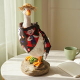 12" Real Farm Porch Goose Statue, Resin Yard Duck, Whimsical Outdoor Decor, Perfect for Garden, Patio, Backyard - Durable & Weather-Resistant, Pair with a Variety of Scarf Decorations