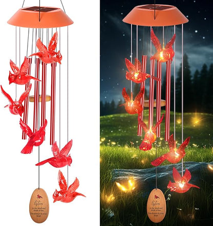 Cardinal Wind Chimes for Outside with 4 Music Aluminum Tubes,Cardinal Wind Chimes for Outside,Best Gifts for Mom Grandma Women Wife Aunt Sister, Unique Mobile Wind Chime, Garden Yard Decor