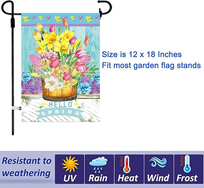 Seasonal Garden Flags Set of 12-Double Sided 12 x 18 Inch Outside Yard Flags, Small Flags for Outside, Holiday Garden Flags for All Seasons, Spring Easter Summer 4th of July Outdoor Flags