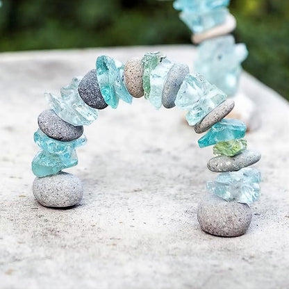 Garden Age Supply Mini Stone and Glass Rock Cairn Arch Sculpture - Decorative Home Accent - Zen Decor - Natural Art