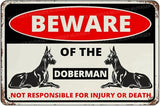 Beware Of The Dog Doberman Sign Aluminum Metal Tin Signs Outdoor Yard Sign Warning Sign For Fence Yard Home Kitchen Farm Garden Wall Decor 8x12 Inch