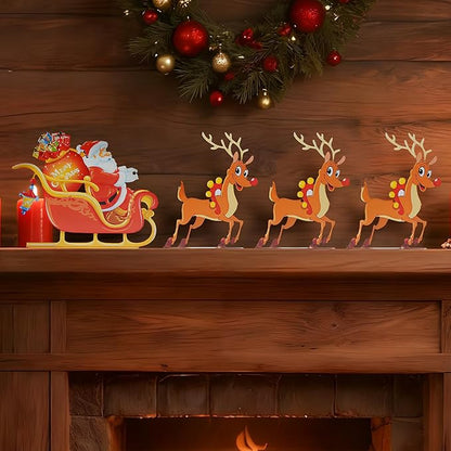 Christmas Decorations Outdoor Metal Yard Sign Santa & Deer Weatherproof Fence Decor Lawn Sign for Holiday Porch, Garden & Home Decorations Art Ornament