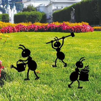 SUPERDANT 3PCS Industrial Ant Metal Garden Yard Art Decor Black Silhouette Outdoor Iron Art Decoration Garden Stakes Statues Ornament Crafts for Backyard Parks Lawns Outdoor Spaces