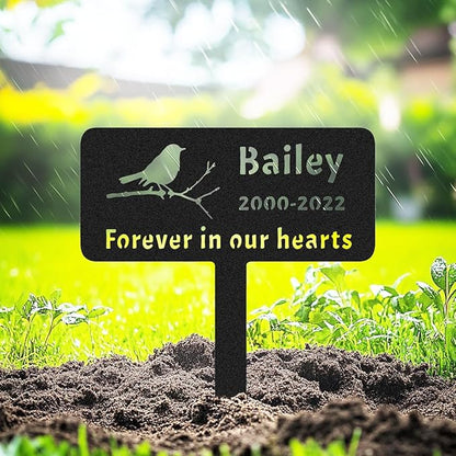 Personalised Bird Memorial Grave Marker, Custom Bird Memorial Stake Grave Marker, Metal Cemetery Decoration for Grave Sympathy Bird Memorial Plaque for Outdoors Grave Yard Garden