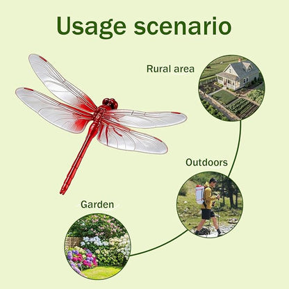 Upgrade 3D Simulation Fake Dragonfly Hat Clip to Keep Insects Away, 2026 New Plastic Dragonfly Garden Hummingbird Stakes with Sticks, Metal Garden Stakes Decorative Yard Ornaments Hat Golf Moving (16)