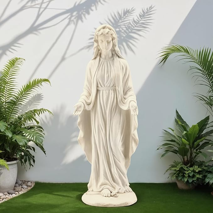 Virgin Mary Statue Outdoor, 29.4" H Garden Statue, Blessed Mother Mary Statues Catholic, Durable Weather Large Statue of Our Lady Mary for Patio Yard Home Decor
