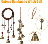 2 Pieces Witch Bells for Door Knob for Protection Hanging Bell Wind Chimes Handmade Decorative Bell for Boho Home Room Witchy Decor (Retro)