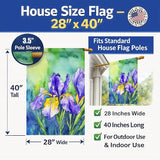 Caroline's Treasures Tennessee Iris in Watercolor House Flag Large Porch Sleeve Pole Decorative Outside Yard Banner Artwork Wall Hanging, Polyester, House Size, Multicolor