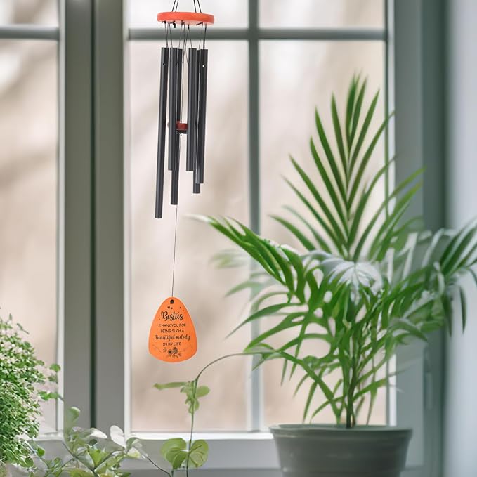 Best Friend Birthday Gifts, Wooden Wind Chimes for Garden Special Friend Gifts for Women Men with Envelope, Outdoor Wind Chimes with Pendant Presents Unique Friendship Gift for Besties, BFF