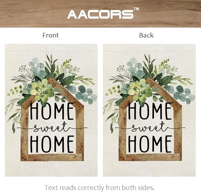 AACORS Eucalyptus Garden Flag 12×18 Inchl Floral Home Sweet Home Decorative Double Sided Holiday Farmhouse Seasonal Outside Decor for Yard AG031