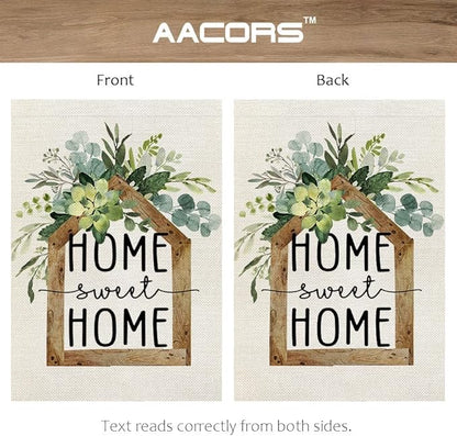 AACORS Eucalyptus Garden Flag 12×18 Inchl Floral Home Sweet Home Decorative Double Sided Holiday Farmhouse Seasonal Outside Decor for Yard AG031