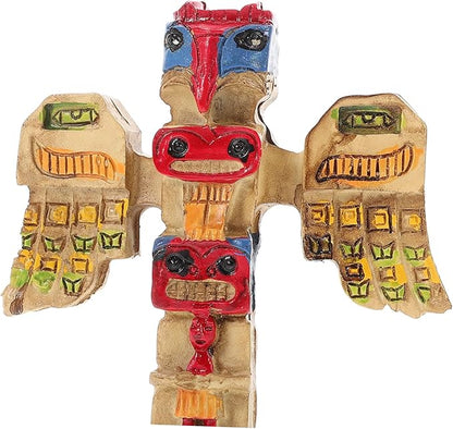 Handpainted Tribal Symbol Statue Resin Decor with Auspicious Design Unique Garden Ornament for Outdoor and Courtyard Artistic Retro Adornment Enhancing Garden Atmosphere