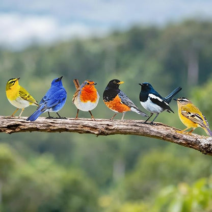 6 pcs Vivid Birds Decoration Metal Birds Fence Decorations Double-Sided Printed Birds Yard Decor Outdoor Bird Wall Decor Suitable for Bird 2D Sculptures Garden and Rustic Garden Decor