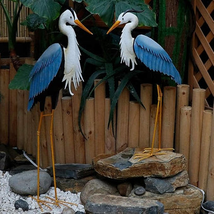 Outdoor Statue Garden Sculpture Egret Statue Courtyard Zoo Craft Product, Patio Garden Decoration, Iron Piece Craft Product (70cm)