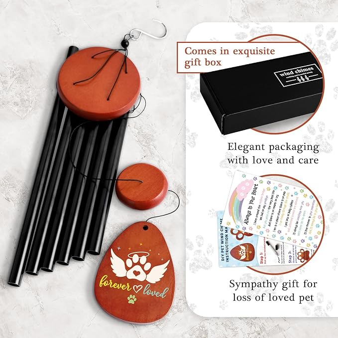 Dog Memorial Gifts Wind Chimes, Pet Memorial Sympathy Gifts for Dogs, Wind Chime Presents for Loss of Pet Dog Remembrance, Pets Passing Away Bereavement Grieving Gift