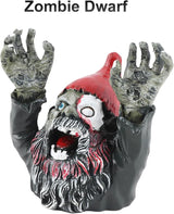 Zombie Garden Gnomes Zombie Dwarf, Garden Statue Sculpture Evil Scary Outdoor Halloween Decoration Ornament Horror Zombie Dead Gnome Zombie Gnome for Indoor and Outdoor Patio Use