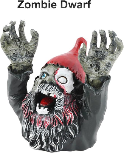 Zombie Garden Gnomes Zombie Dwarf, Garden Statue Sculpture Evil Scary Outdoor Halloween Decoration Ornament Horror Zombie Dead Gnome Zombie Gnome for Indoor and Outdoor Patio Use