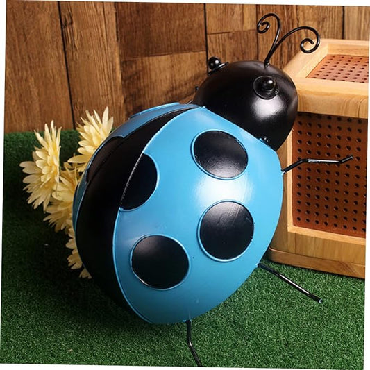 Holibanna 3pcs Simulation Ladybug Decorations for Garden Iron Art Ladybug Statues Outdoor Decor for Home Villa Courtyard Garden Ornaments