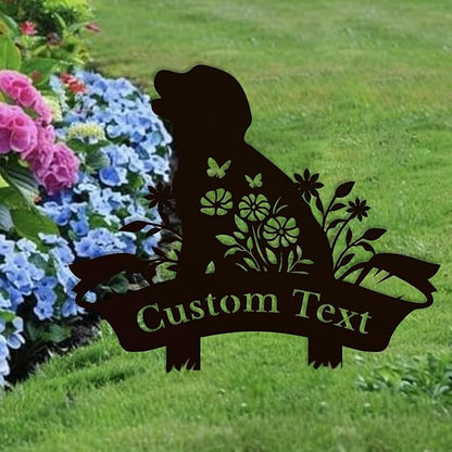 Personalized Metal Custom Garden Sculptures Statues, Yard Art,Shed, Flowerbed Decoration, Outdoor Decor, Animal Stake Pack, Cat Kitty Rabbit Bunny Dog Puppy Flower Metal Signs (Dog B)