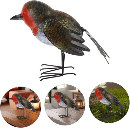 GANAZONO Small Metal Bird Statue Garden Iron Figurine for Outdoor Decor Sculpture for Patio and Rustic Home Decoration