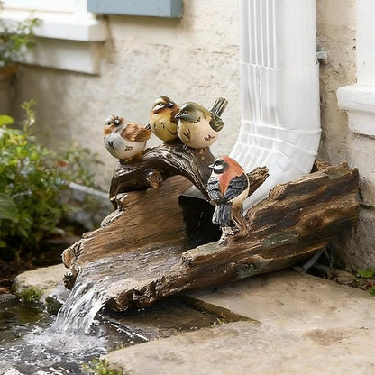 Gutter Downspout Extension Decoration Splash Block Outdoor Statues Garden Decor, 11.4" L x 6.9" W Four Birds Gutter Downspout Garden Robin Bird Sculpture Rain Concrete Pond Accessory, Gift for Mom