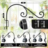 GOODBUY Swivel Plant Hangers Outdoor: 16 Inch Bird Feeder Plant Hanger Metal Wall Mount Hanging Plant Brackets Indoor Wall Hooks Outdoor for Hanging Baskets, Wind Chimes, Lanterns, Flower Pots, Black