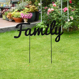 Metal Letters Garden Stakes Yard Art Word Sign Lawn Decoration Indoor Outdoor Plant Pot Decor Decorative Stick for Patio Pathway Flower Bed (family)