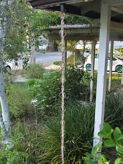 Nutshell Stores Circles Link Rain Chain - Copper Plated - 8 Feet