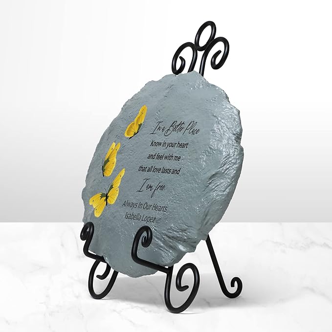 Let's Make Memories Personalized Sympathy Garden Stone - I Am Free - Condolence & Memorial Gift - Customize with Message -11" Lx6 Wx3 D