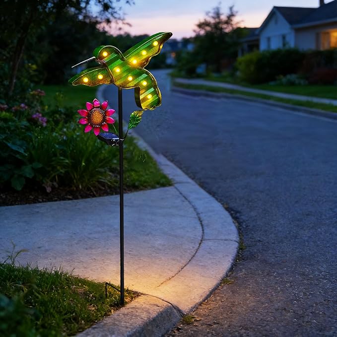 Solar Lights Outdoor Garden Stakes, Waterproof Hummingbird Lights Gifts for Women Mum and Metal Bird Decorative LED Lanterns for Yard, Patio (Hummingbird) (Hummingbird)