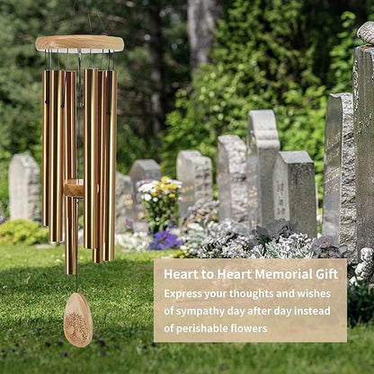 Astarin Windchimes Outdoors with Engraved Lifetree, 30 Inch Memorial Wind Chime for Outside, Sympathy Wind Chime for Loved One, Outdoor Wind Chimes for Mother, Bronze Wind Chimes.