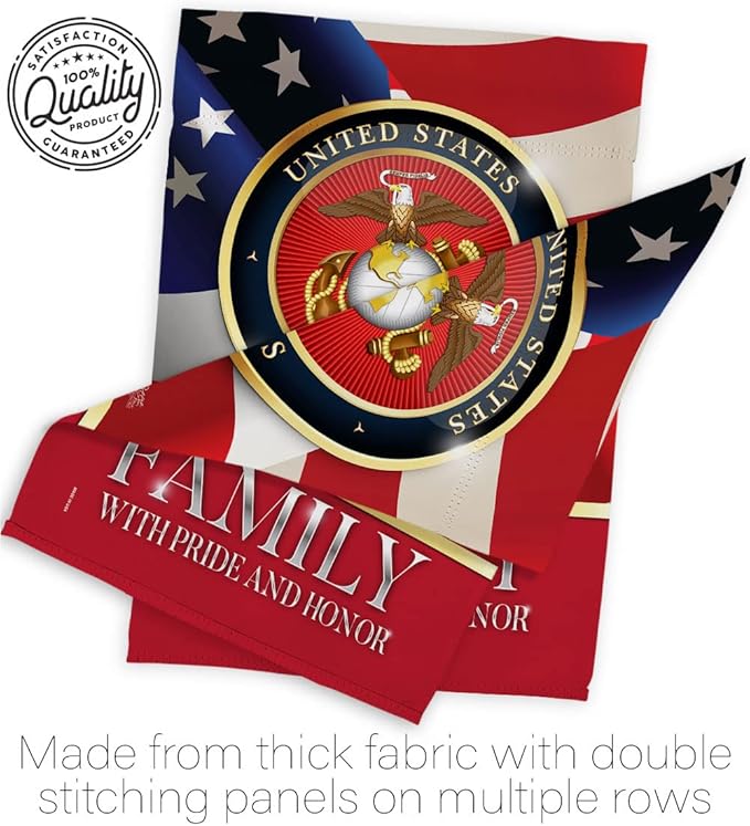 US Marine Family Honor House Flag - Pack Armed Forces Corps USMC Semper Fi United State American Military Veteran Retire Official Support Our Troops - Garden Yard Gift Double-Sided 28 X 40