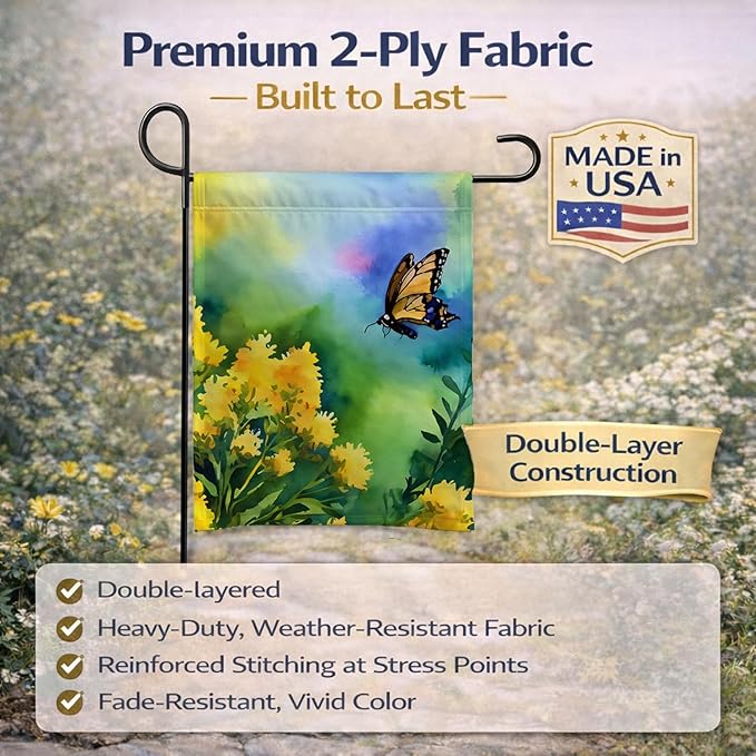 Caroline's Treasures Kentucky Goldenrod in Watercolor Garden Flag Mailbox Flag Decorative Yard Flag Banner Outside Patio Artwork Yard Flower Beds, Garden Size, Multicolor
