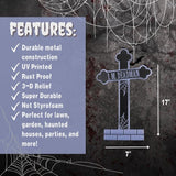 3-D Metal Halloween Ghost Cemetery XL 17" Tombstone w Stakes -I.M DEADMAN-Durable, Rustproof, UV Raised Printing-Upgrade Your Haunted House Mansion w Cemetary Lawn Decor-No More Flimsy Foam Graveyards