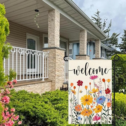 Spring Summer Garden Flag 12x18 Inch Double Sided Outside Colorful Floral Daisy Flowers Outdoor Seasonal Holiday Welcome Yard Porch Decoration