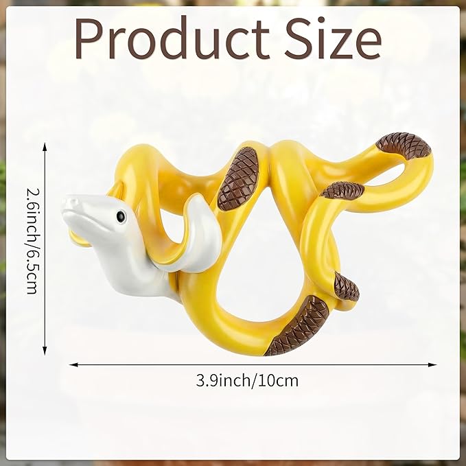 HUFAND Banana Snake Figurine Plant Pot Hugger Resin Miniature Hanging Realistic Banana Snake Statues Plant Decorations Gifts for Outdoor Home Garden Fence Balcony Patio Lawn Yard Ornaments