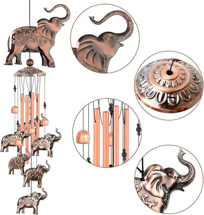 JOBOSI Elephant Wind Chimes, Elephant Room Decor Garden Decor Patio Decorations with S Hook Gifts for mom Women Grandma Friends Mother