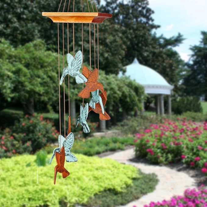 Woodstock Chimes Signature Collection, Woodstock Habitats, Hummingbird Spiral, 18'' Terra Celestial Habitats and Nature Wind Chimes for Outdoor, Patio, Home or Garden Décor (HHT)