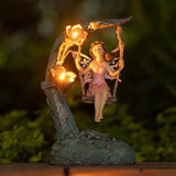 Suyorpe Garden Flower Fairy Outdoor Statue Decor Funny Swing Fairy Ornaments Figurines for Patio Lawn Yard Porch Outside Garden Gifts,9.05 Inches Tall ﻿ ﻿ ﻿