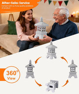 Nacome Solar Pagoda Garden Statues:15.7 inches Outdoor Waterproof Resin Zen Decor for Landscape Balcony Patio Porch Yard Ornament(Gray)