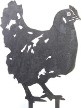 Corten Steel Chicken Silhouette Rusting Yard Stake