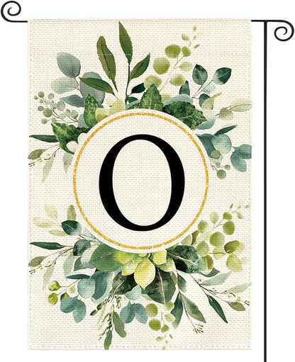 AVOIN colorlife Monogram Letter O Floral Garden Flag 12x18 Inch Double Sided Outside, Family Last Name Initial Yard Outdoor Decoration