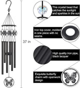 Butterfly Wind Chimes for Outside,Sympathy Garden Decor Gifts for Women Mom and Grandma,Christmas Windchime in Loving Memory Outdoor Decoration for Yard, Patio, Porch, Lawn, Landscape，Halloween