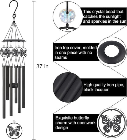 Butterfly Wind Chimes for Outside,Sympathy Garden Decor Gifts for Women Mom and Grandma,Christmas Windchime in Loving Memory Outdoor Decoration for Yard, Patio, Porch, Lawn, Landscape，Halloween
