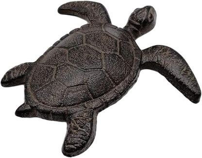 Comfy Hour Heavy Duty Cast Iron Sea Turtle Figurine, Decorative Ocean Turtle Statue for Garden, Patio & Beach House Decor, Vintage Brown Coastal Accent for Bathroom & Office, 1 pc