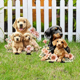 Garden Stake Decor, Acrylic 2D Flat Animal Statue, Fairy Sculptures Ornament Indoor Outdoor Yard Lawn Pot Plant Decorative Accessories (Three-Dogs)