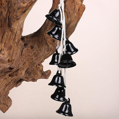 2 Pieces Witch Bells for Door Knob for Protection Handmade Decorative Door Hanging Bell Witch Wind Chimes for Boho Home Room Decor (Black)