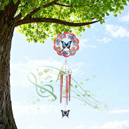 Butterfly Wind Chimes - Metal Wind Chimes with Clear Melodies, Weatherproof Outdoor Decorative Garden, Courtyard, Porch, Gift, Courtyard, Porch, Garden Hanging Ornaments
